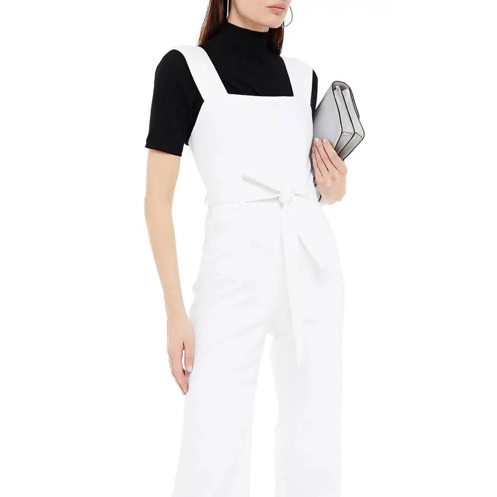 Alice + Olivia White Denim Jumpsuit Size 8 White Stretch Denim Jumpsuit Size 29 - Picture 2 of 15